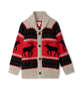 Hatley Holiday Elks Shawl Collar Cardigan