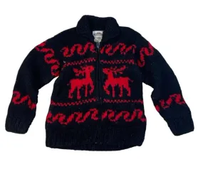 VTG NATIVE CANADIAN HAND KNIT COWICHAN CARDIGAN SALISH INDIAN ROCKABILLY XS 34”