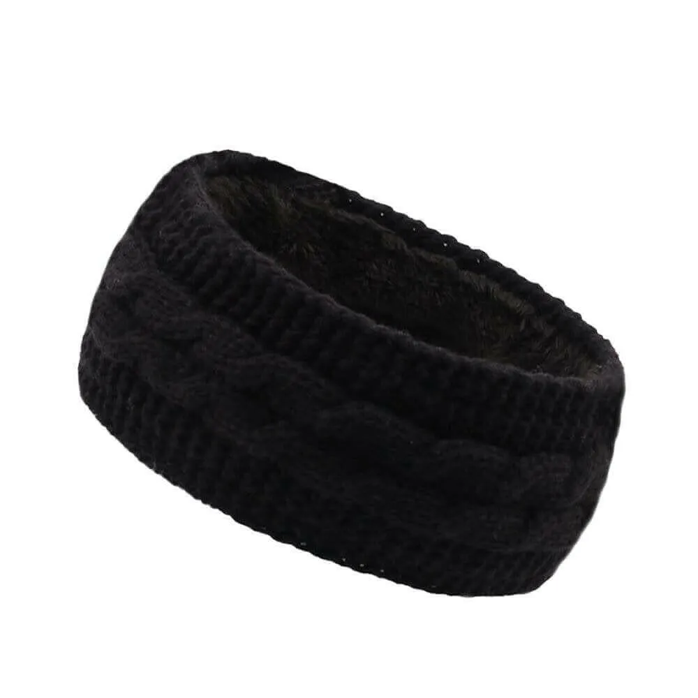 2 Pcs Winter Ears Warmer Headbands Women Cable Thick Knit Fuzzy Fleece