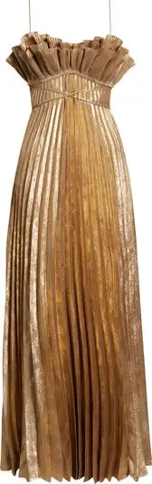 Acler Sanna Maxi Dress Metallic Gold