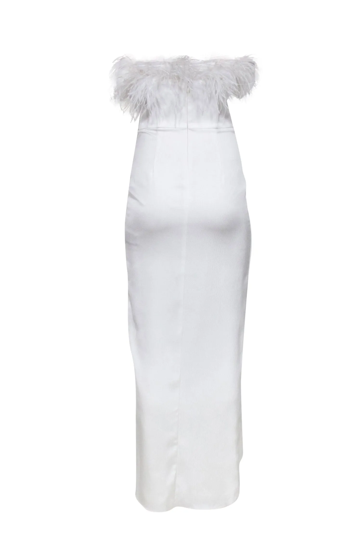 Aidan Mattox - White Strapless Pleated Waist Marabou Feather Gown Sz 0