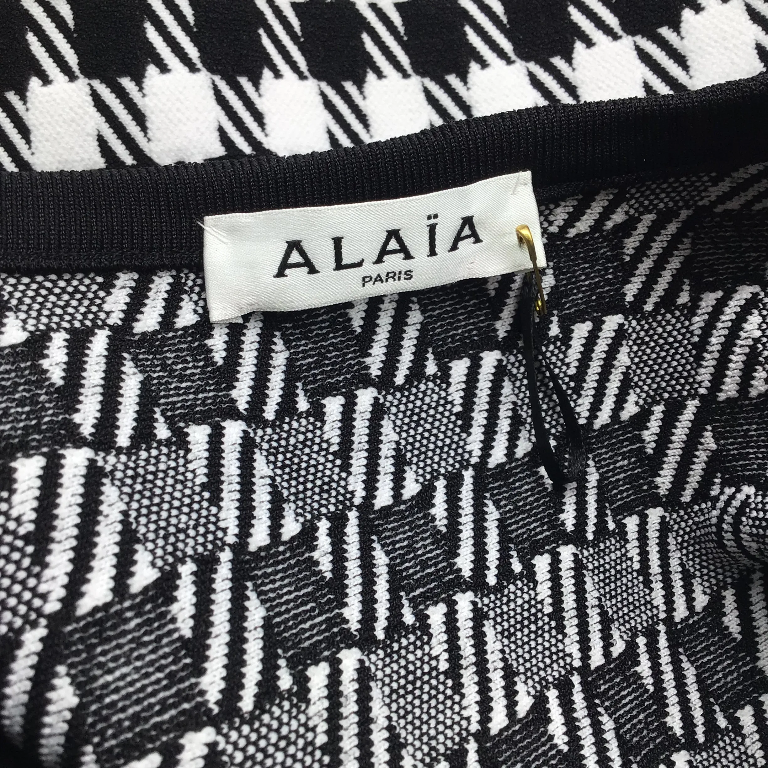 Alaia Black / White Check Knit Cardigan Sweater