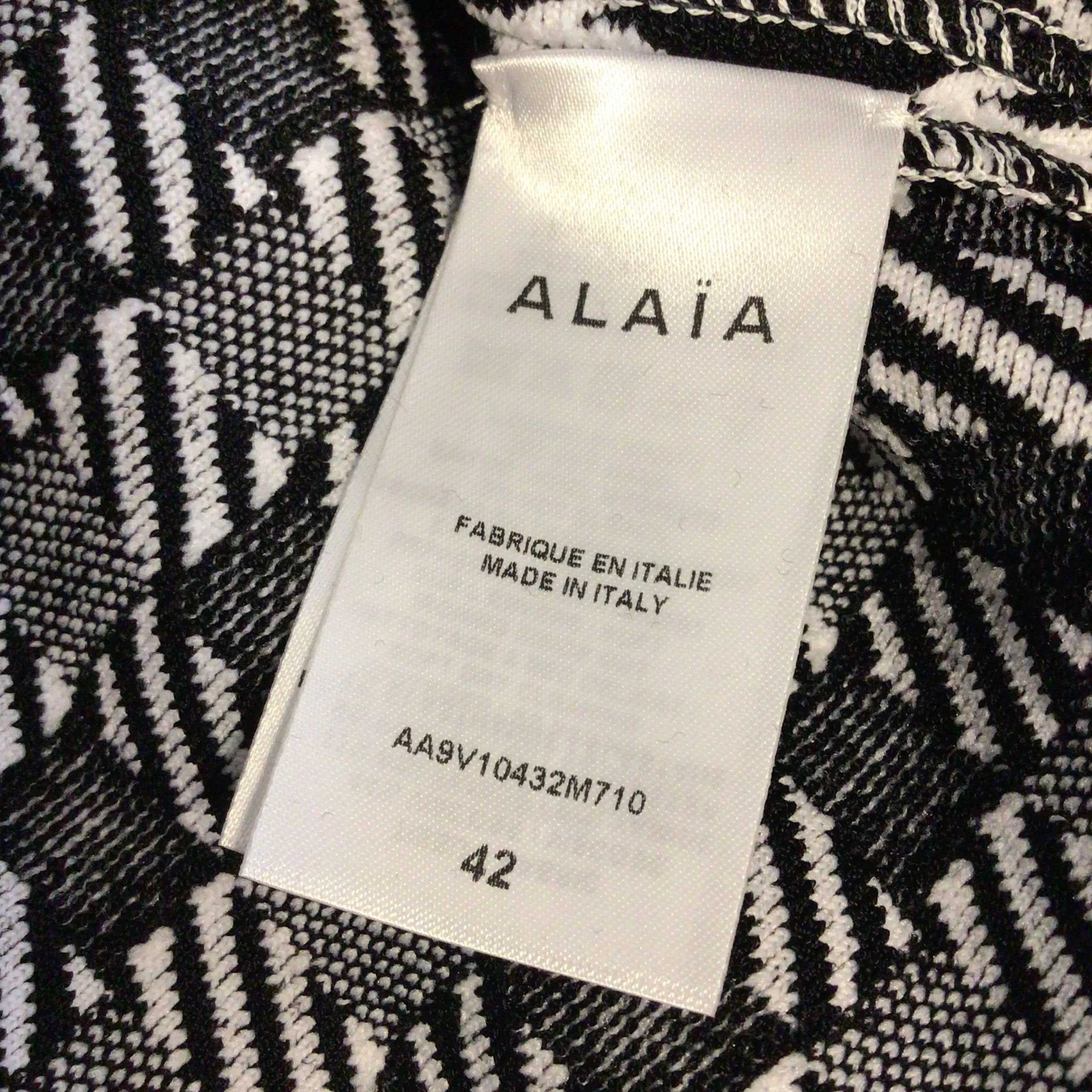 Alaia Black / White Check Knit Cardigan Sweater