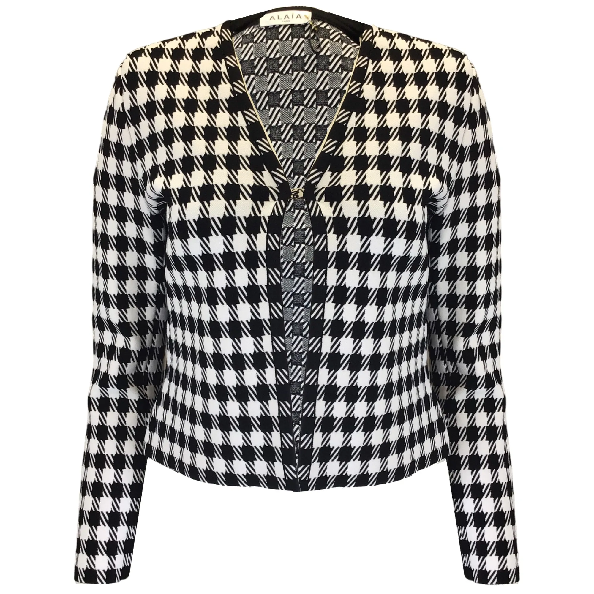 Alaia Black / White Check Knit Cardigan Sweater