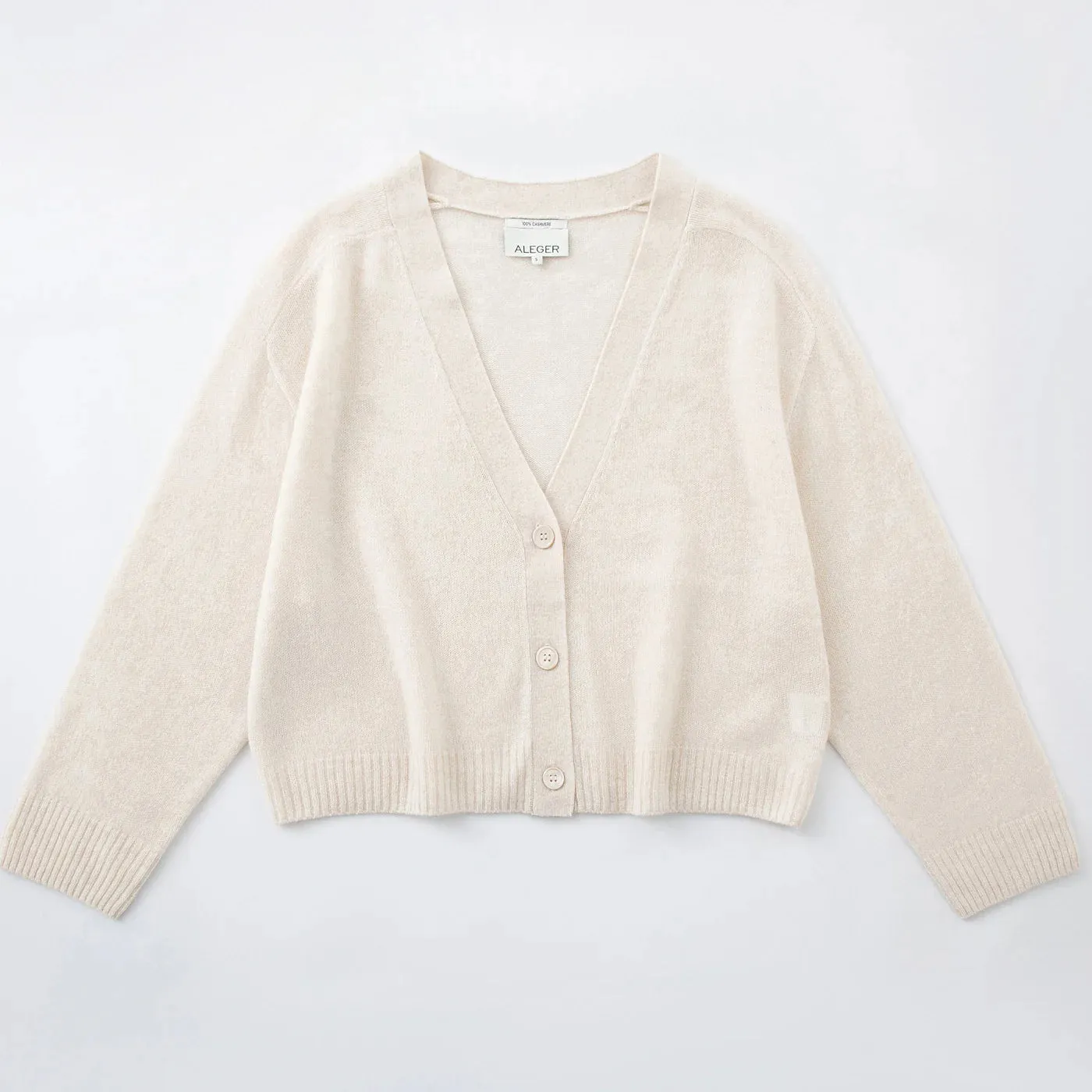 Aleger Cashmere Feather weight Cardigan in Pearl Shell