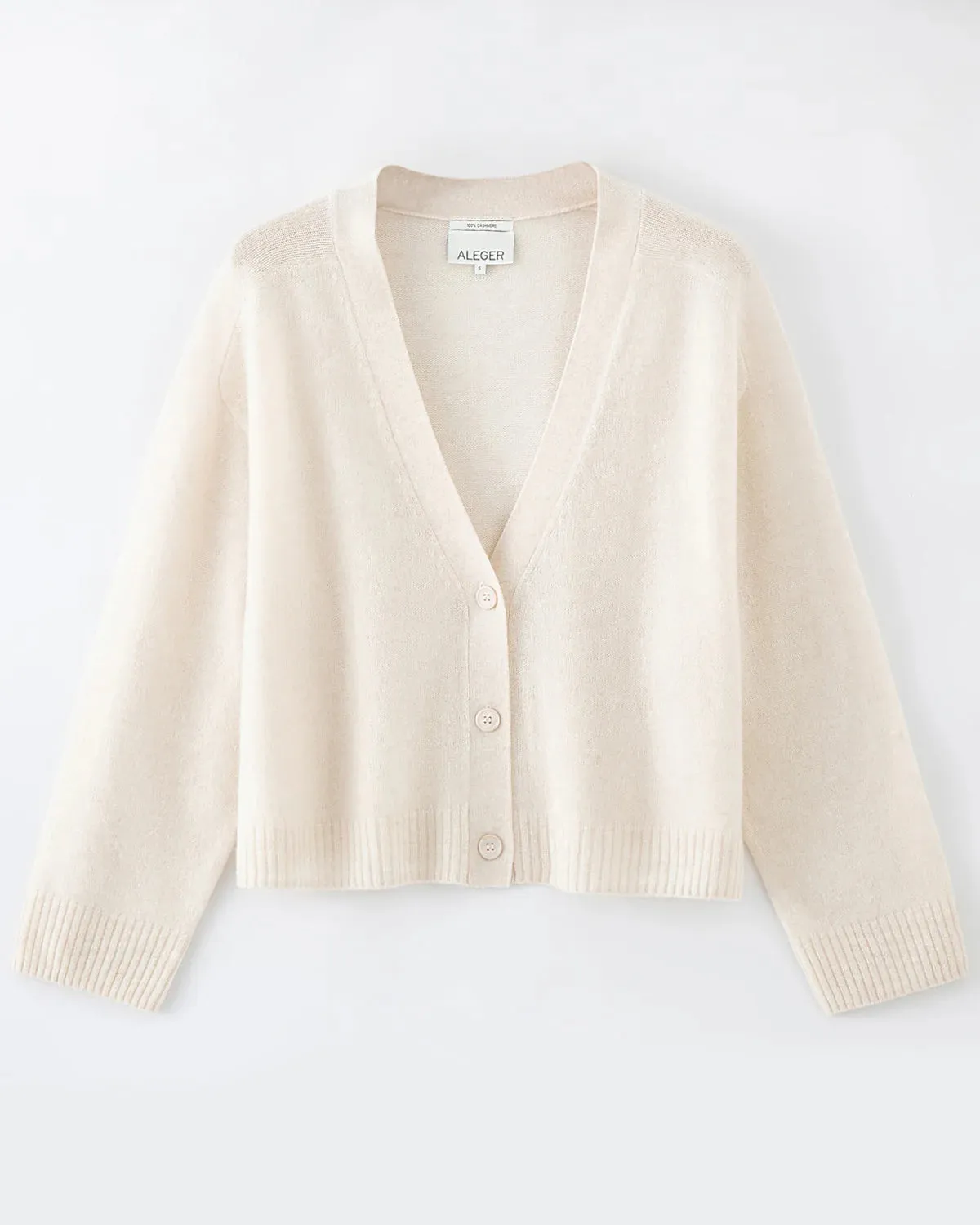 Aleger Cashmere Feather weight Cardigan in Pearl Shell