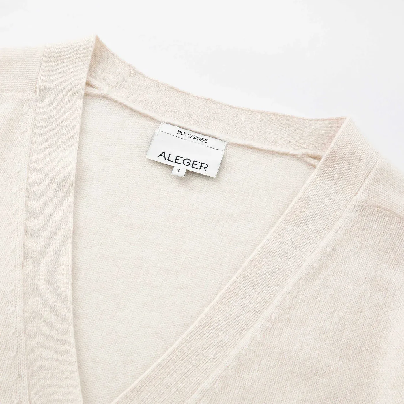 Aleger Cashmere Feather weight Cardigan in Pearl Shell