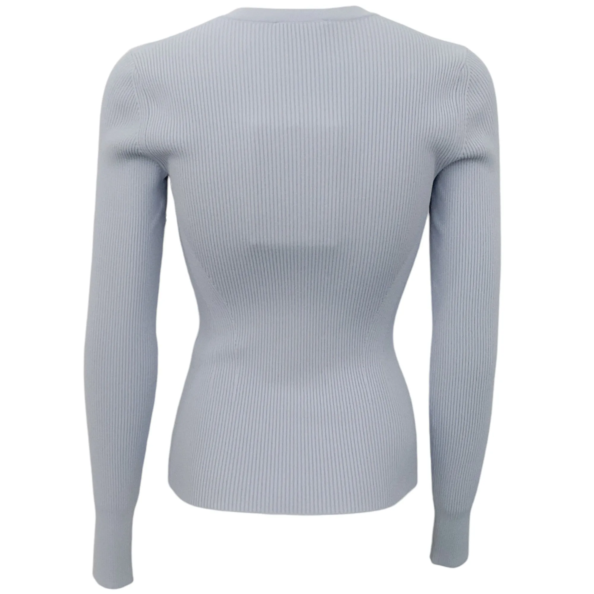 Alexander McQueen Light Blue Cold Shoulder Ribbed Cardigan