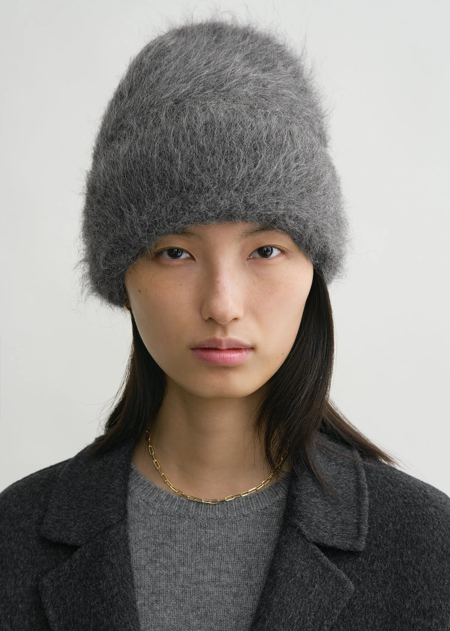 Alpaca knit beanie dark grey melange