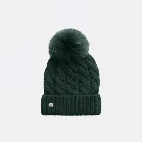 Amalie-TN Cable-Knit Hat With Detachable Feather Pompom