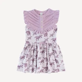 amelia dress | purple dinosaur | organic cotton interlock