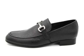 Andanines  Black Pebbled Slip On With Silver Bit  232869