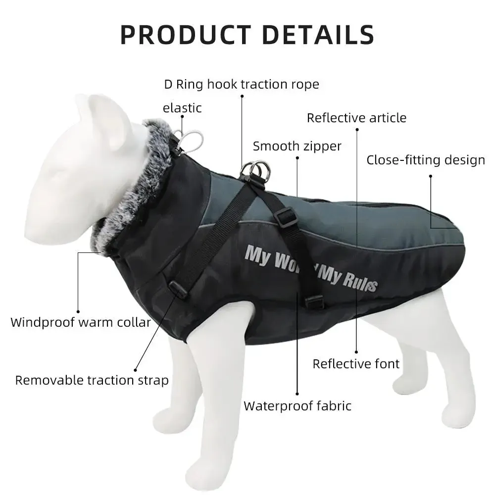 Anniepaw Waterproof Winter Dog Suit with Integrated Harness: Reflective, Windproof Coat for Large Dogs