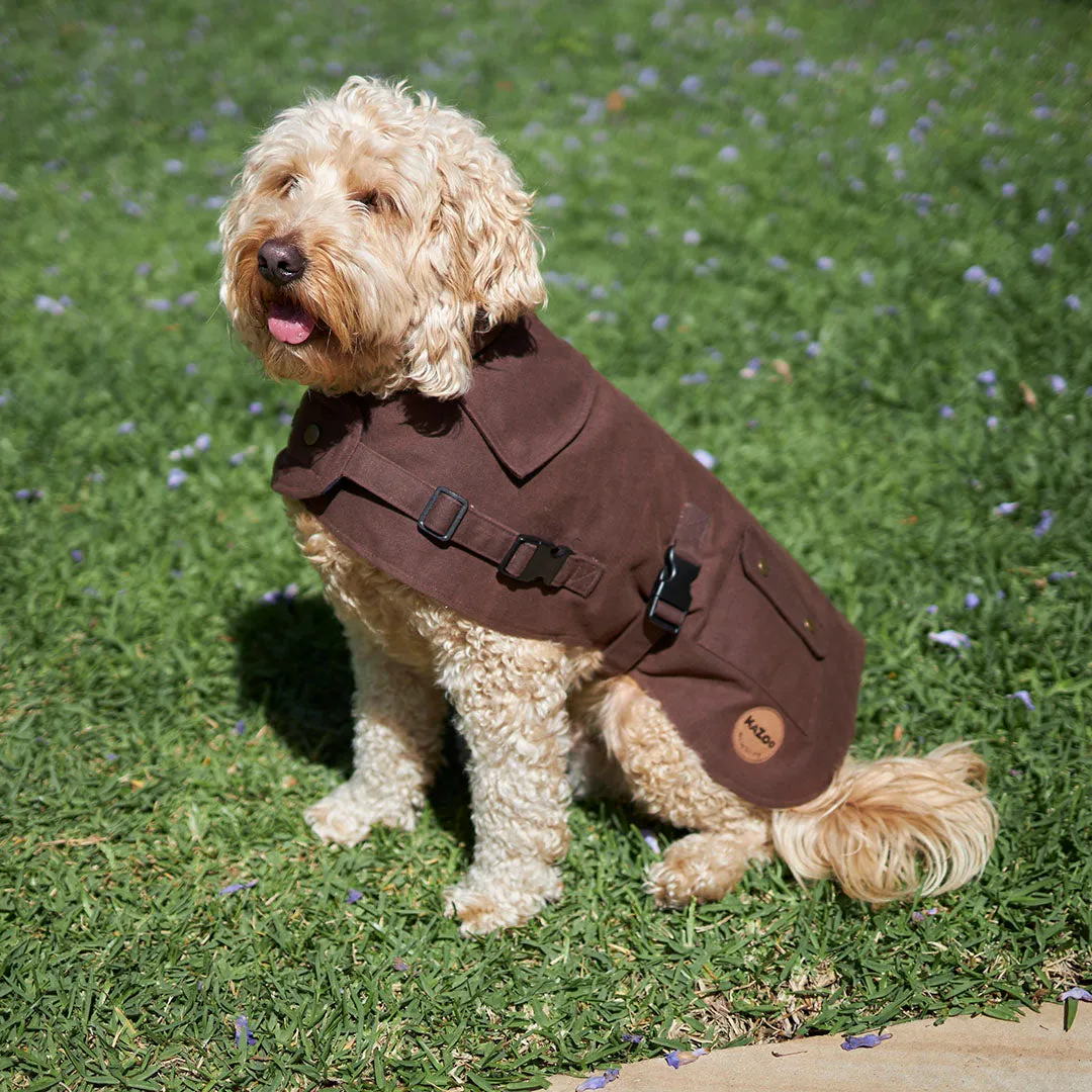 Aussie Oilskin Waterproof Dog Coat - Brown