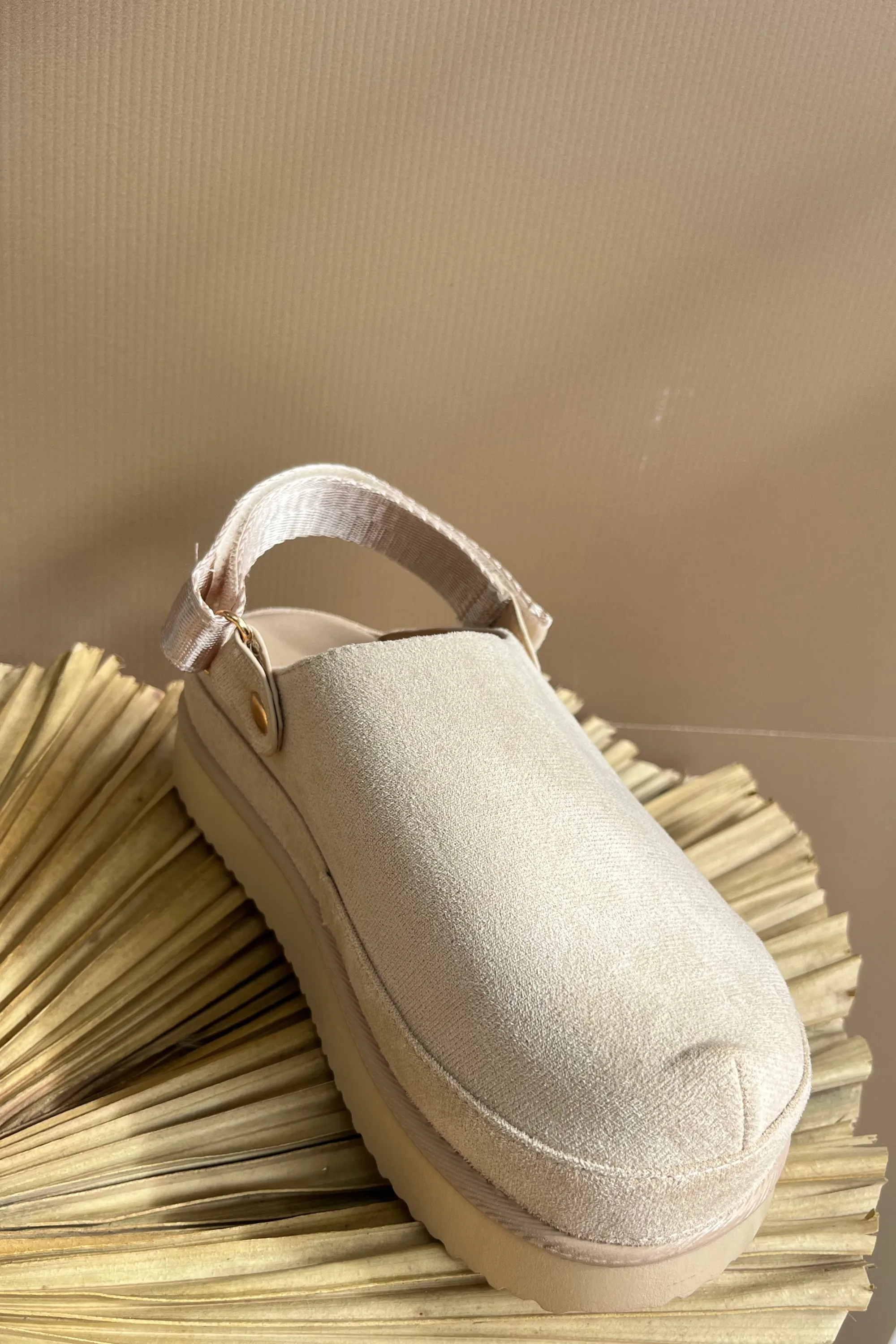 Beige suedette clog