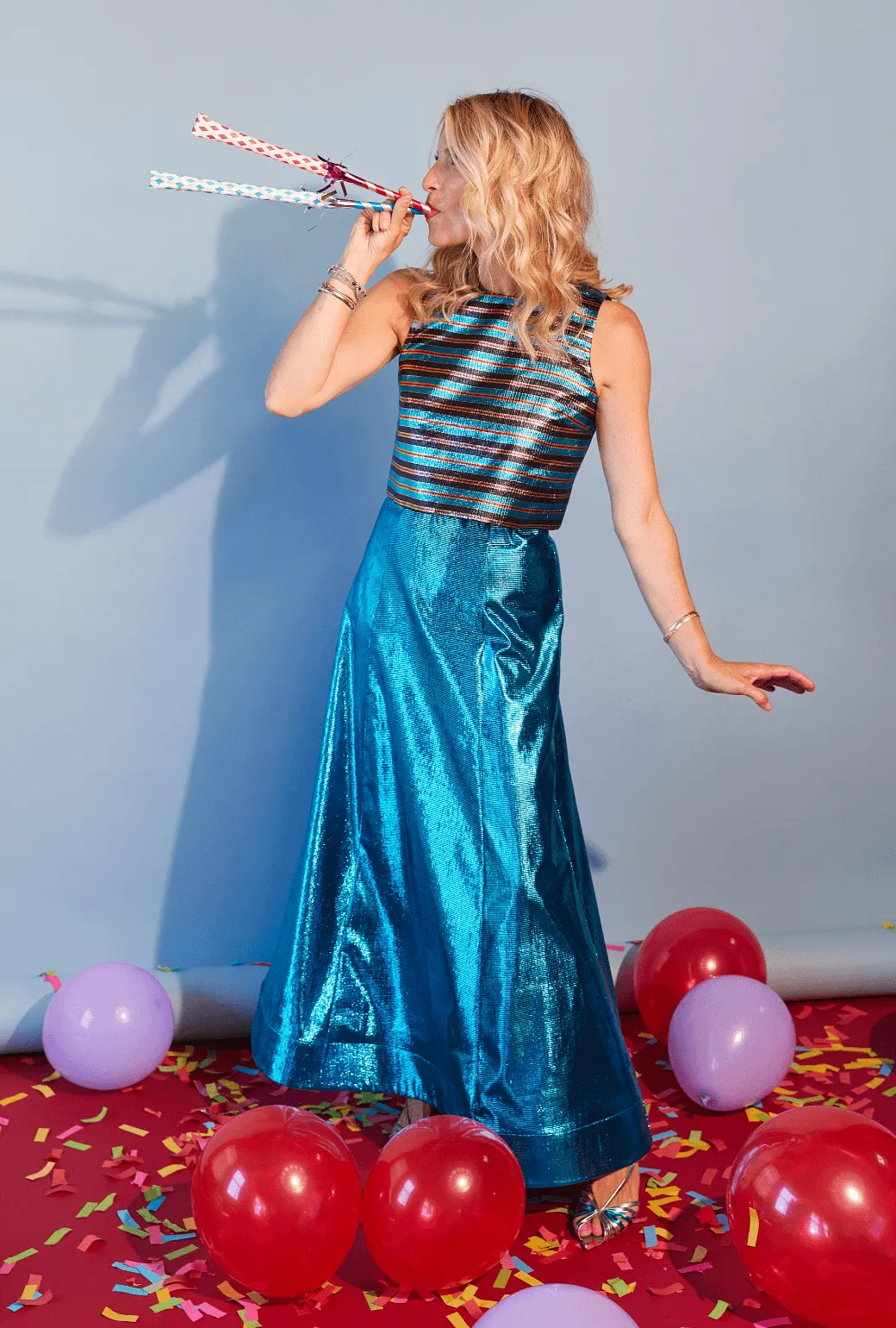 Birthday Guest Skirt - Electric Blue Lame