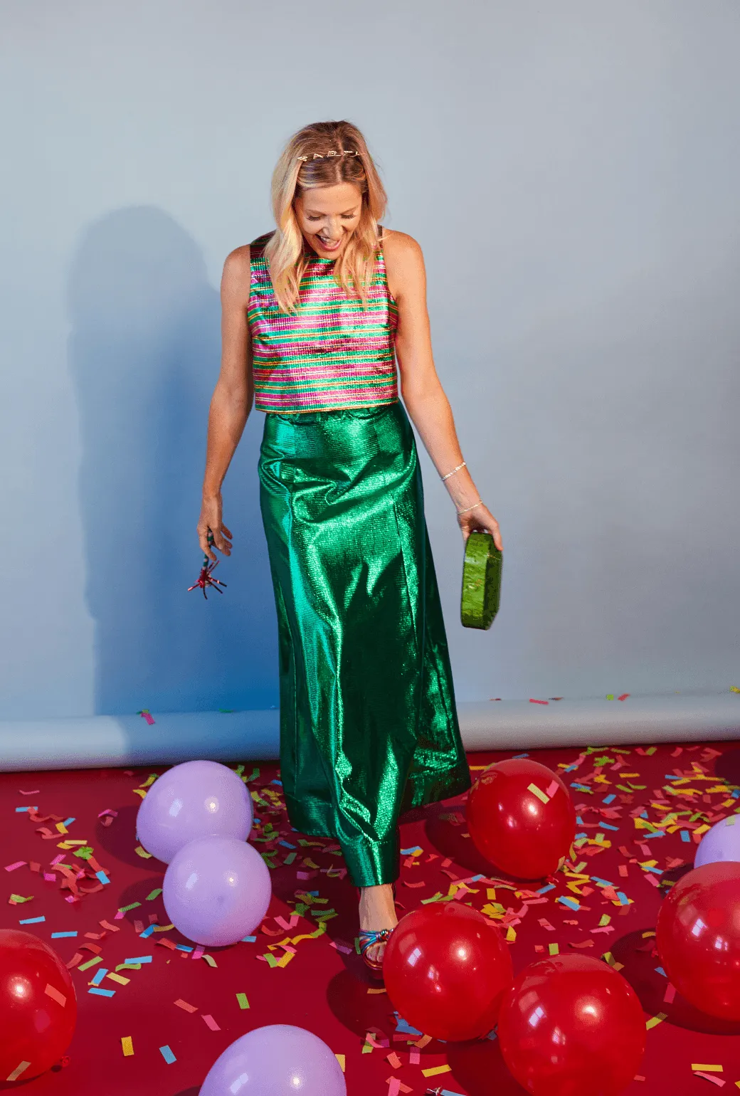 Birthday Guest Skirt - Green Lame