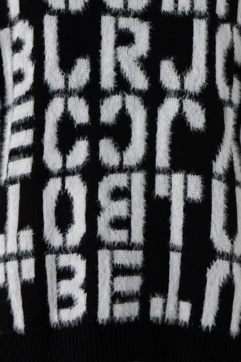 Black & White Fuzzy Alphabet Sweater