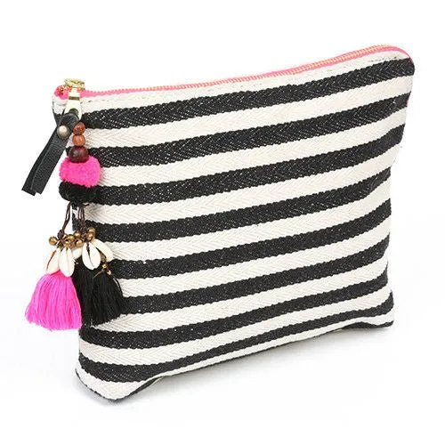 Black & White Striped Clutch