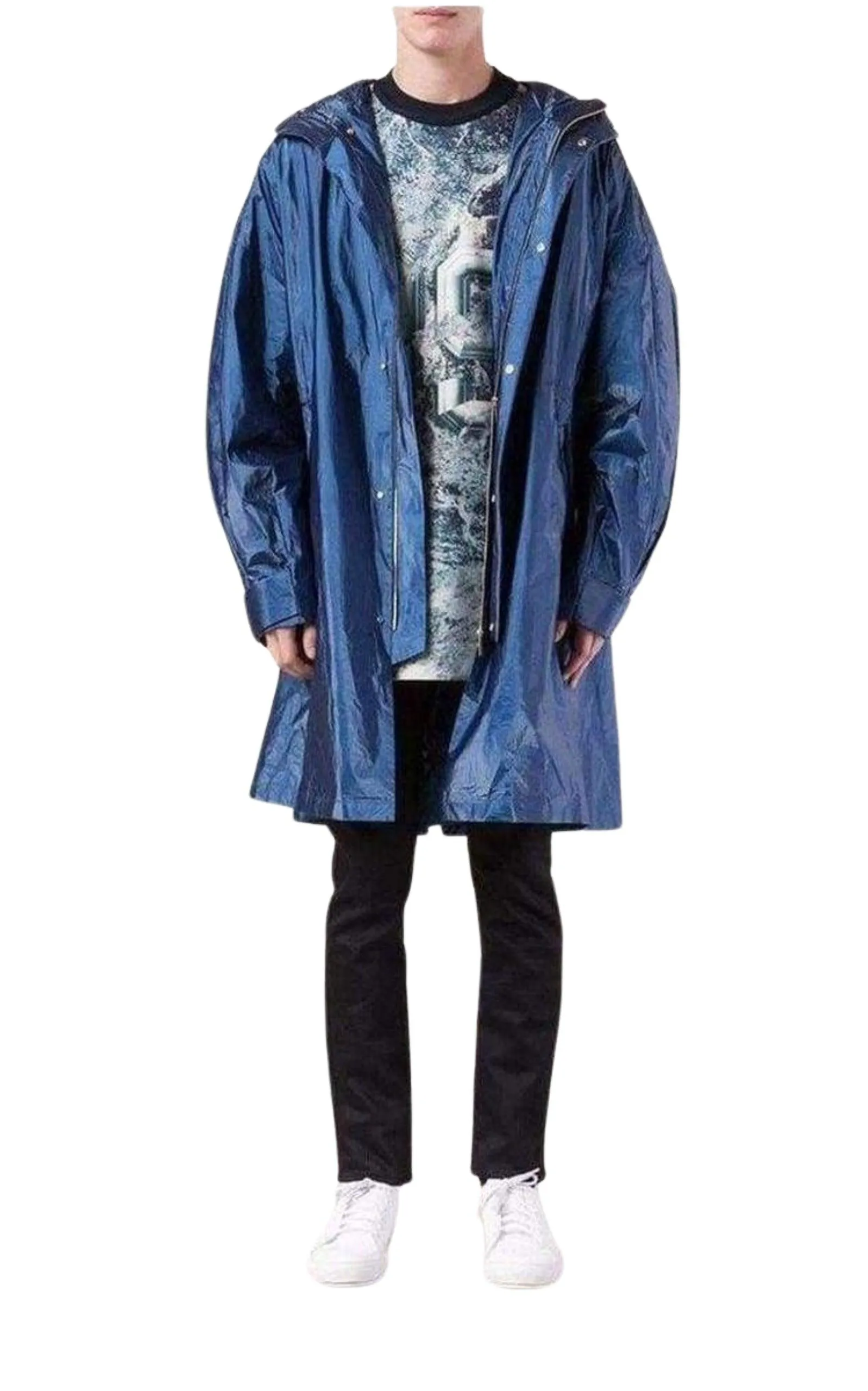 Blue Oversized Raincoat