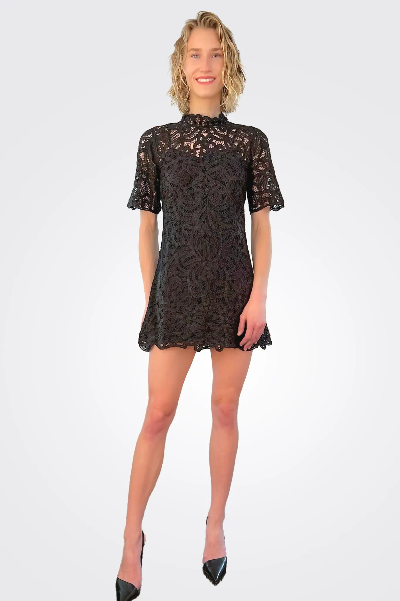 Branca Short Sleeve Dress - Black