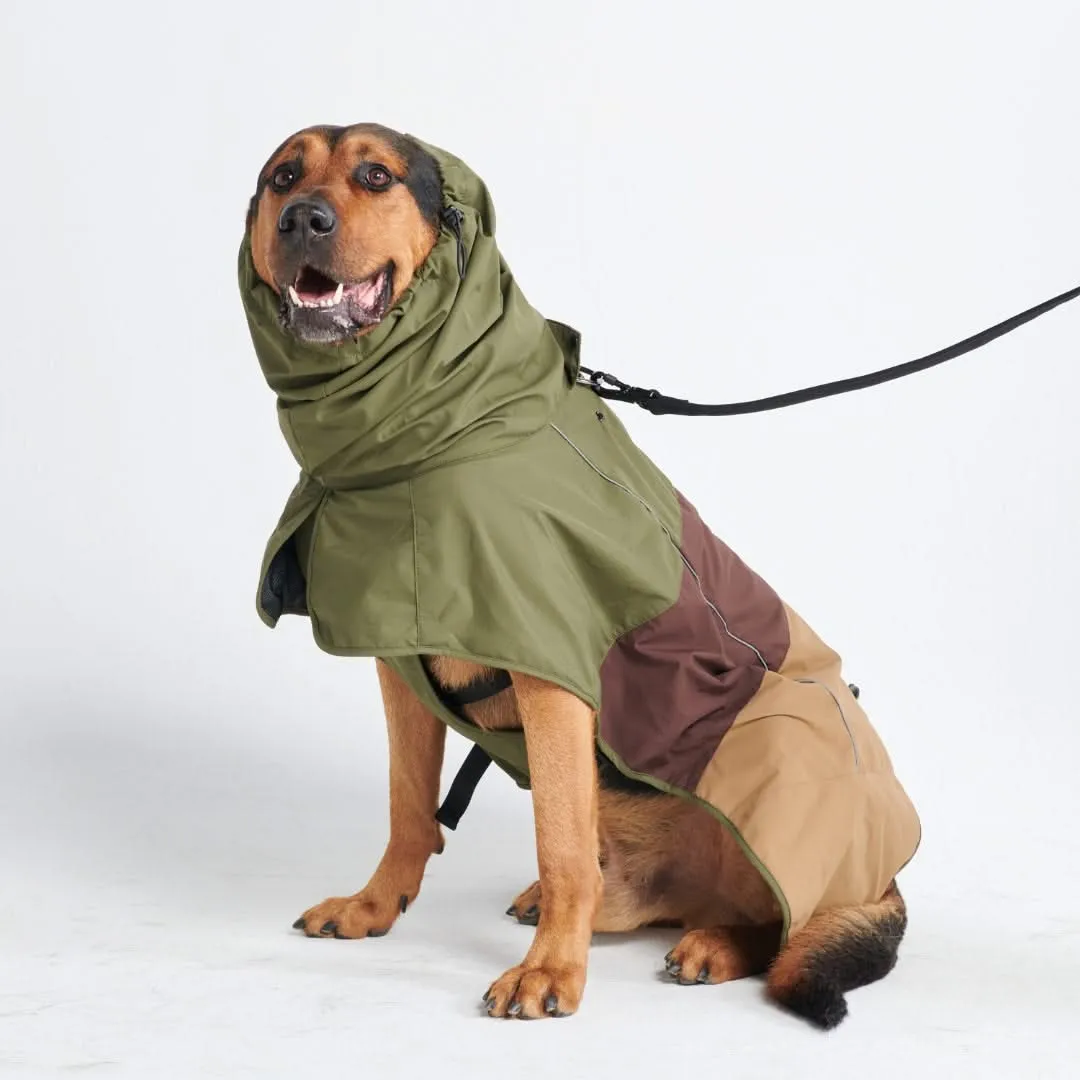 Breatheshield™ Dog Raincoat - Green Brown Tan