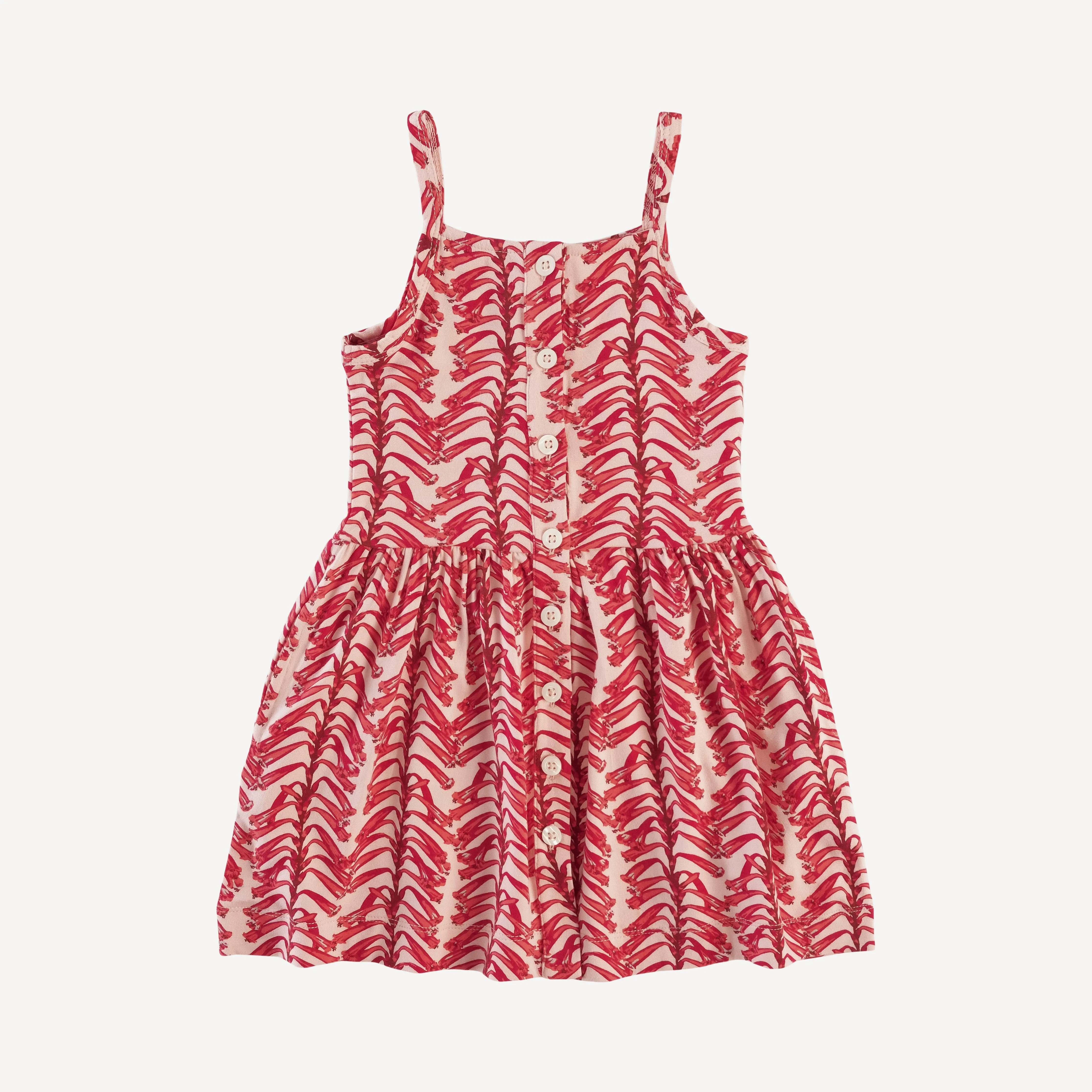 button sun dress | red vine stripe | bamboo