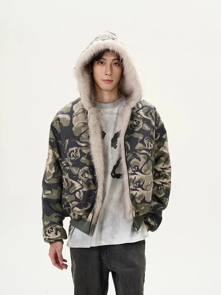 Camouflage Fur-Lined Insulated Jacket