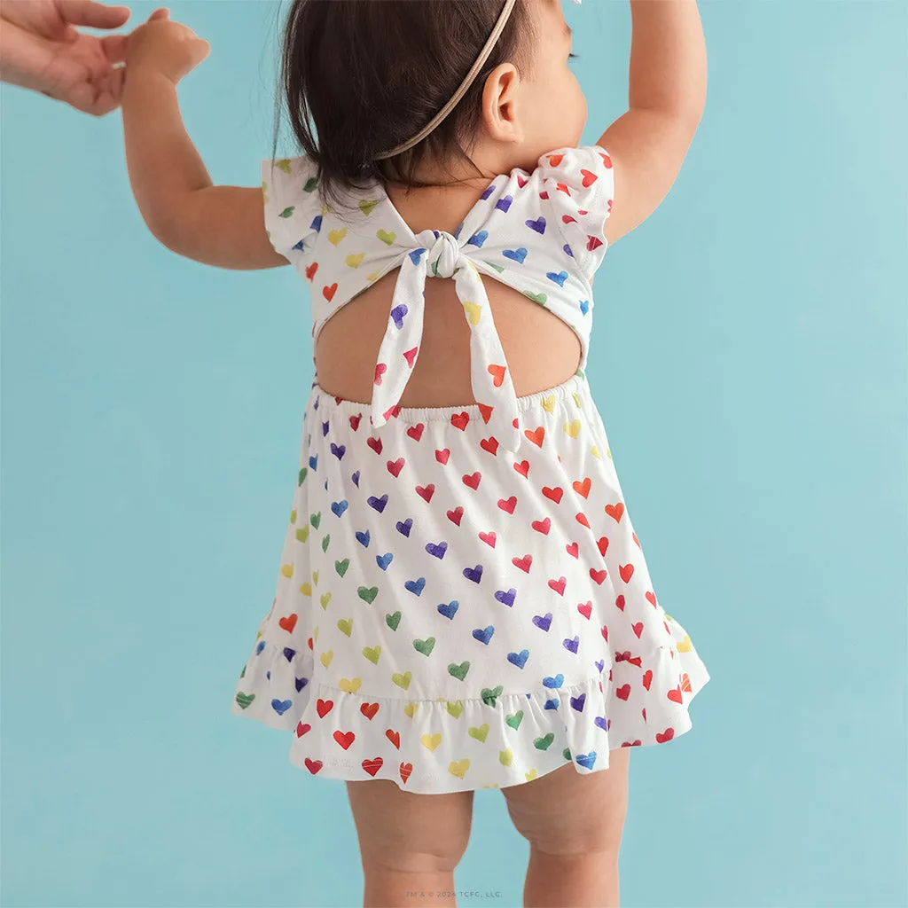 Care Bears™ Rainbow Hearts Tie Back Ruffled Bodysuit Dress