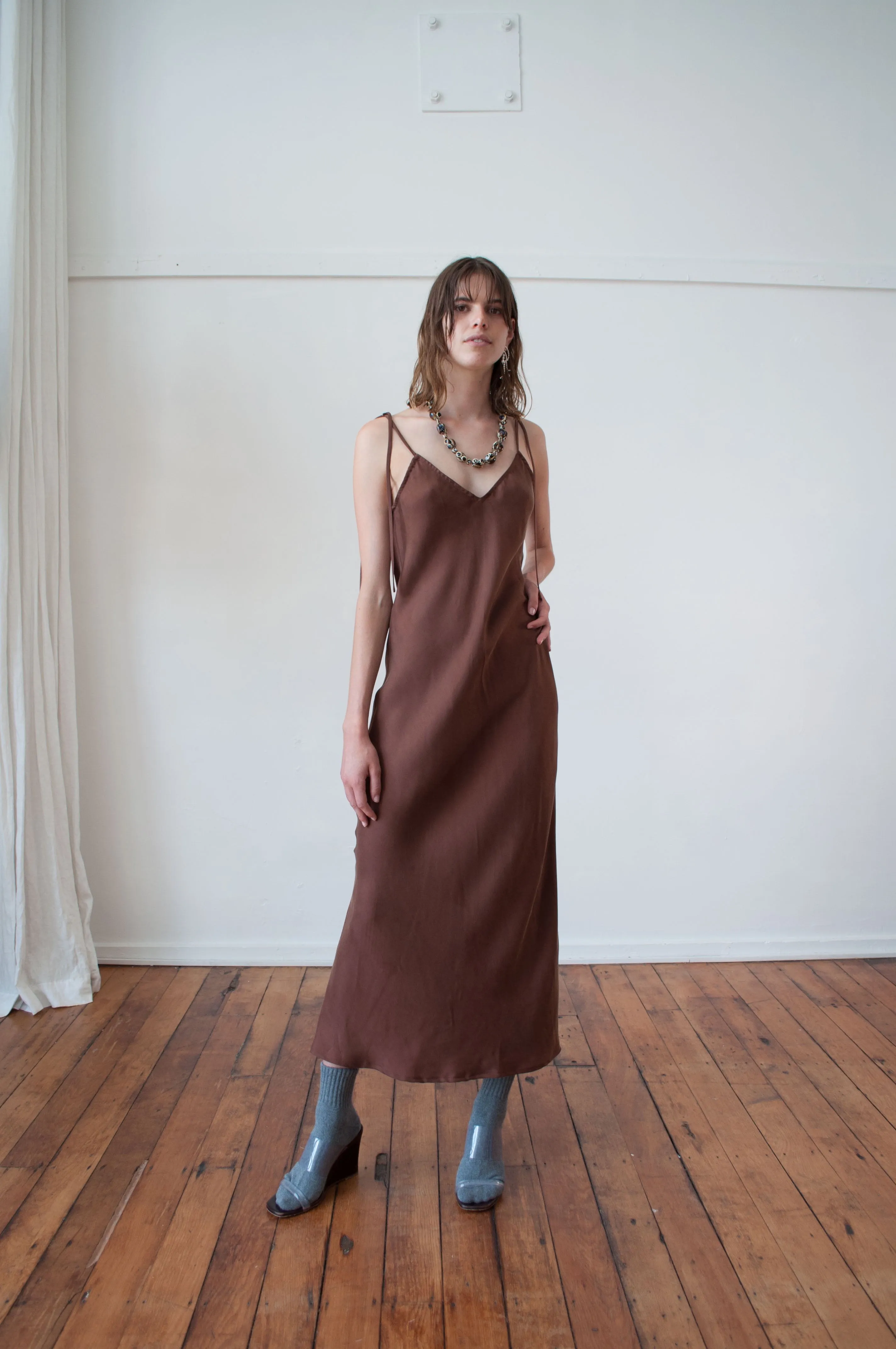 Cascade Slip Dress - Chestnut