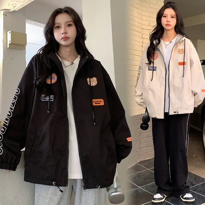 Casual Loose Fit Raincoat Hooded Jacket