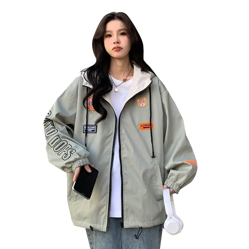 Casual Loose Fit Raincoat Hooded Jacket