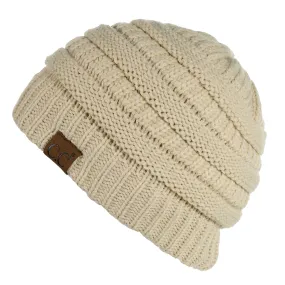 C.C Hat 25 - Slouchy Thick Warm Cap Hat Skully Fuzzy Lined Cable Knit Beanie