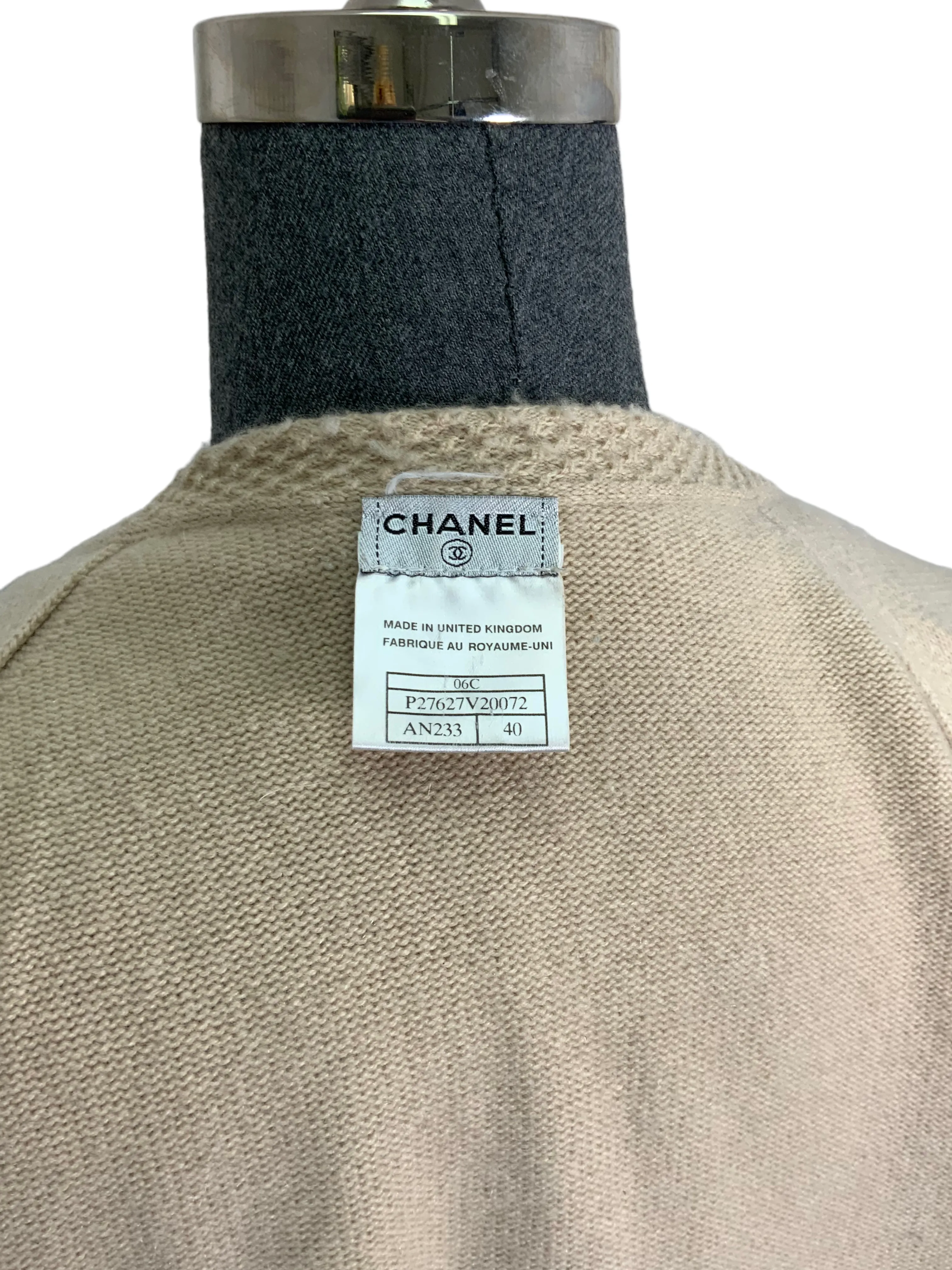 CHANEL 06C Cashmere Open Front Cardigan Sweater Size M