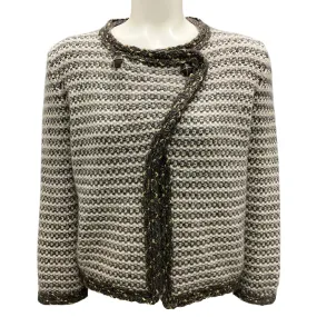 Chanel Brown / Grey / Beige Multi 2007 Cashmere Crossover Knit Cardigan Sweater