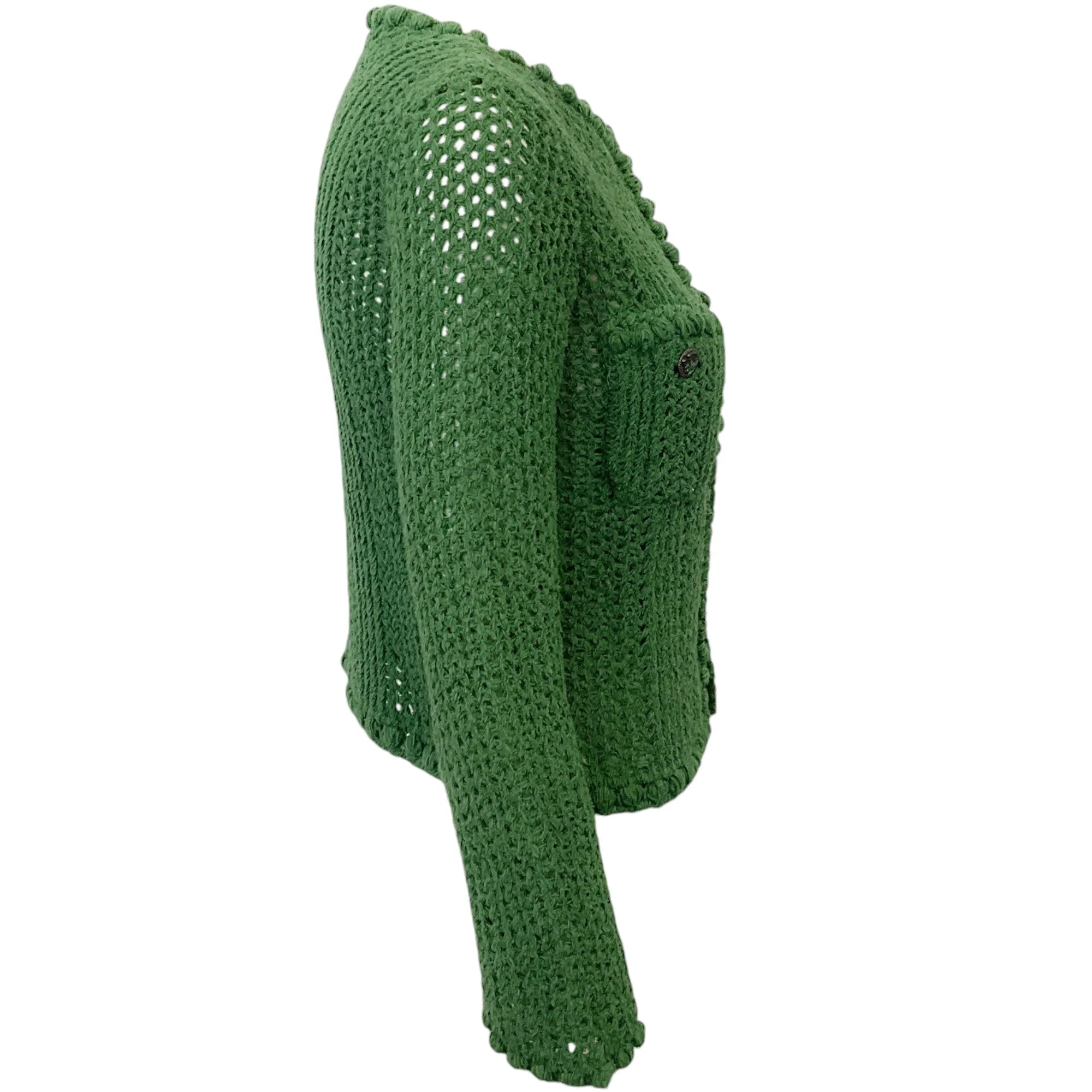 Chanel Green Cotton Crochet Cardigan Sweater