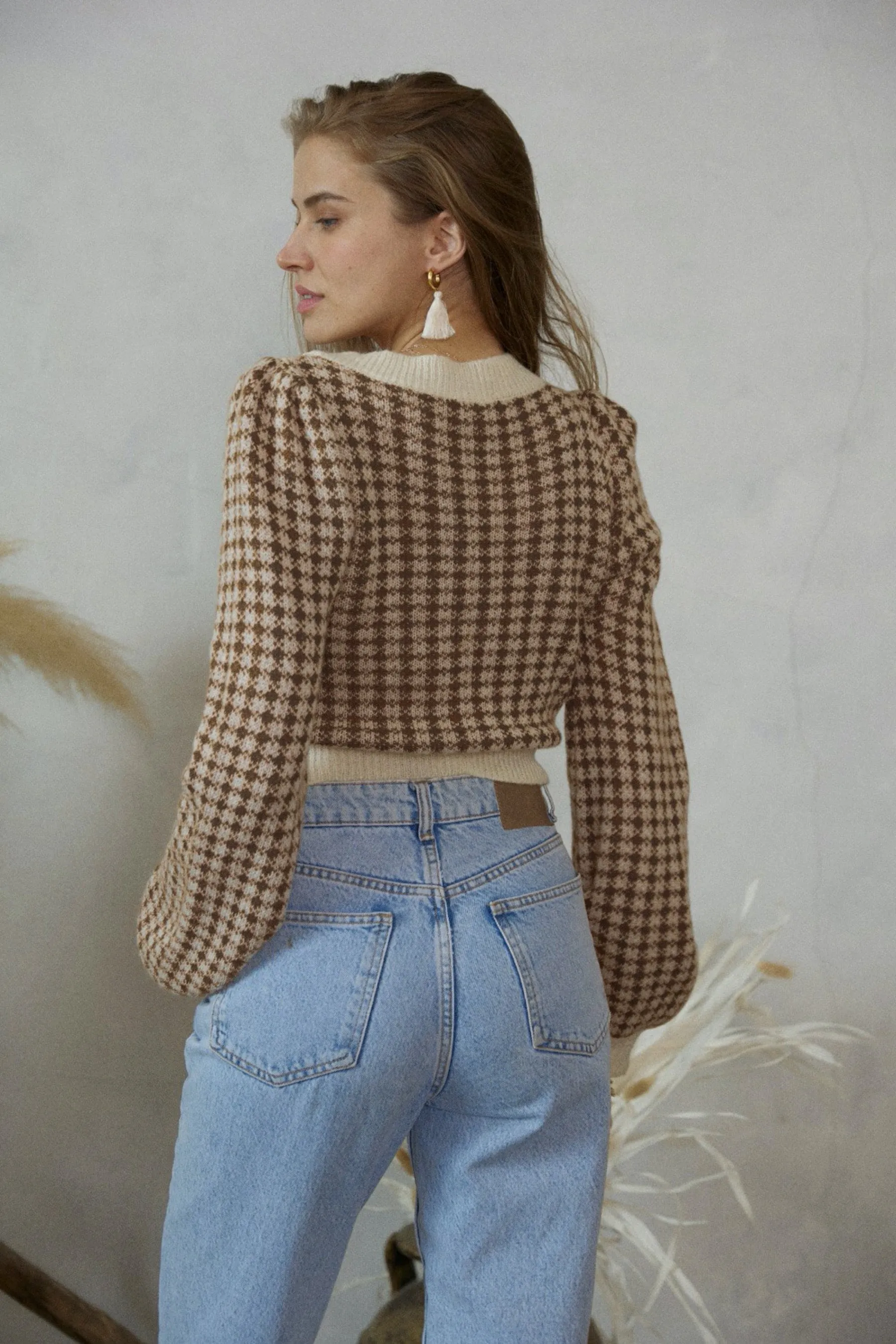 Chocolate Gingham Cardigan