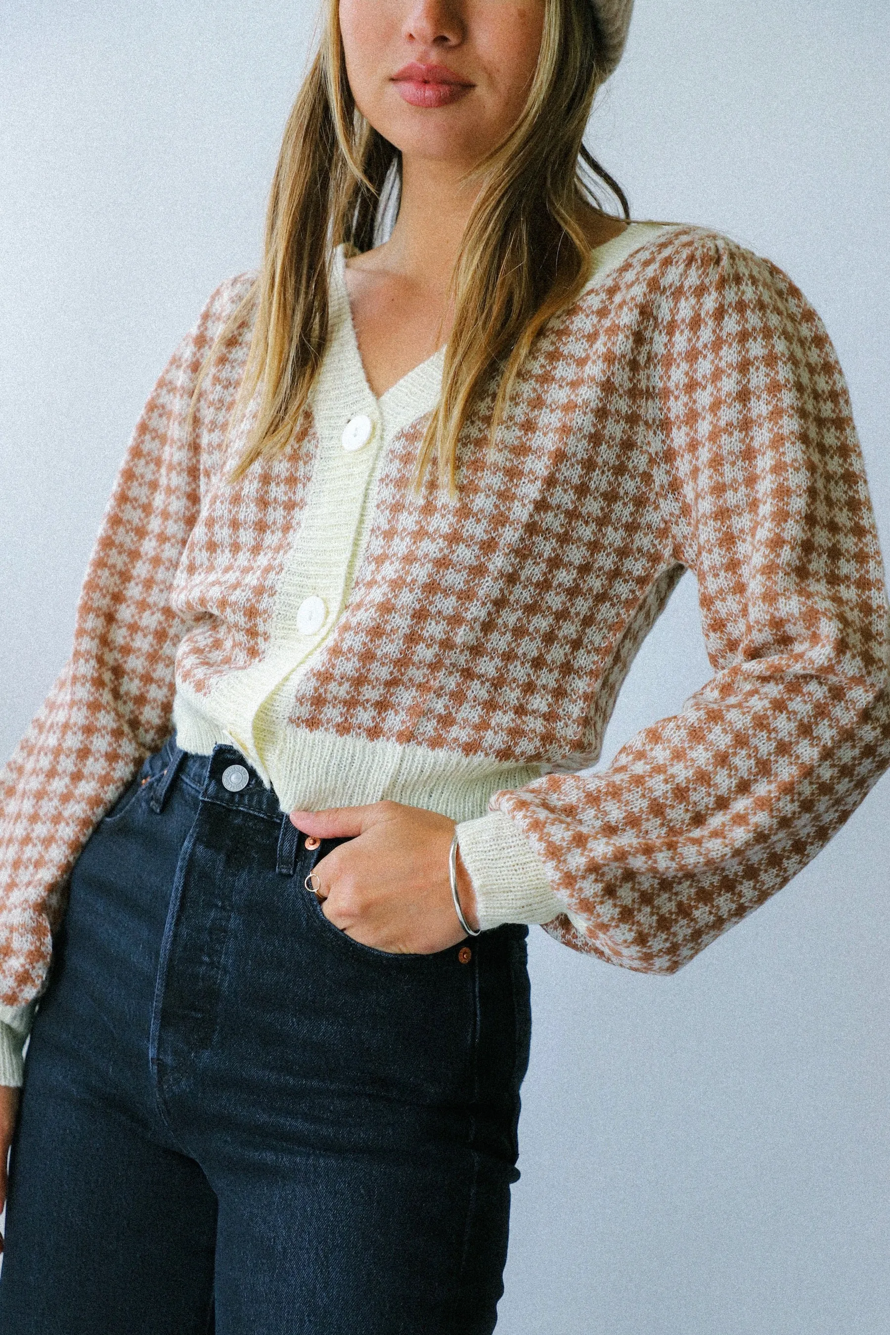 Chocolate Gingham Cardigan