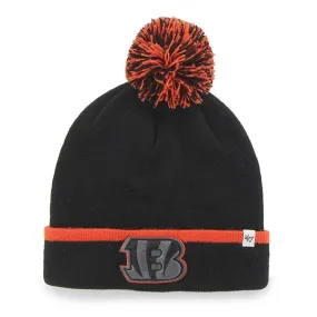 Cincinnati Bengals 47 Brand Black Orange Baraka Knit Cuff Poof Beanie Hat Cap