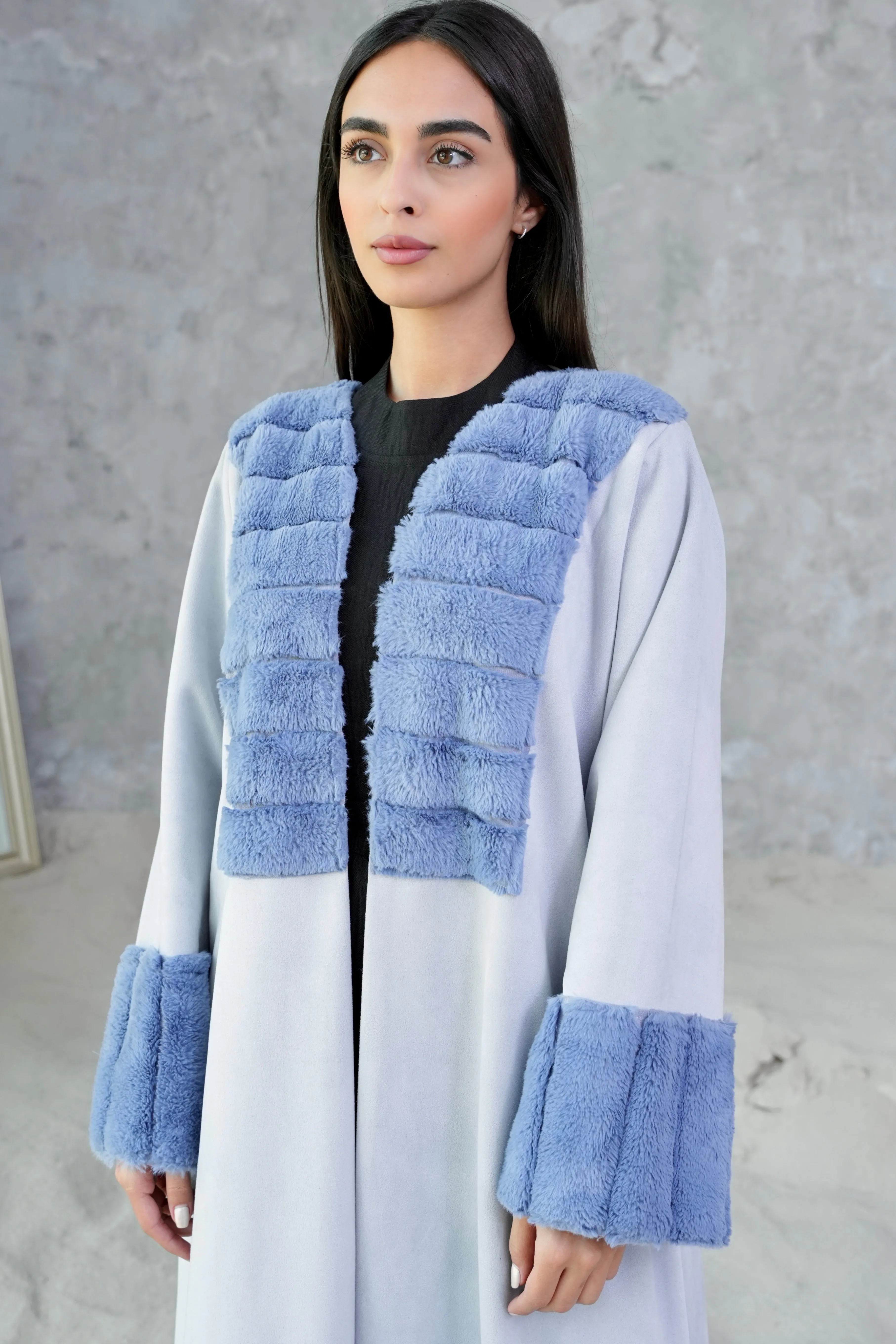 CLASSIC BLUE FUR ABAYA #367