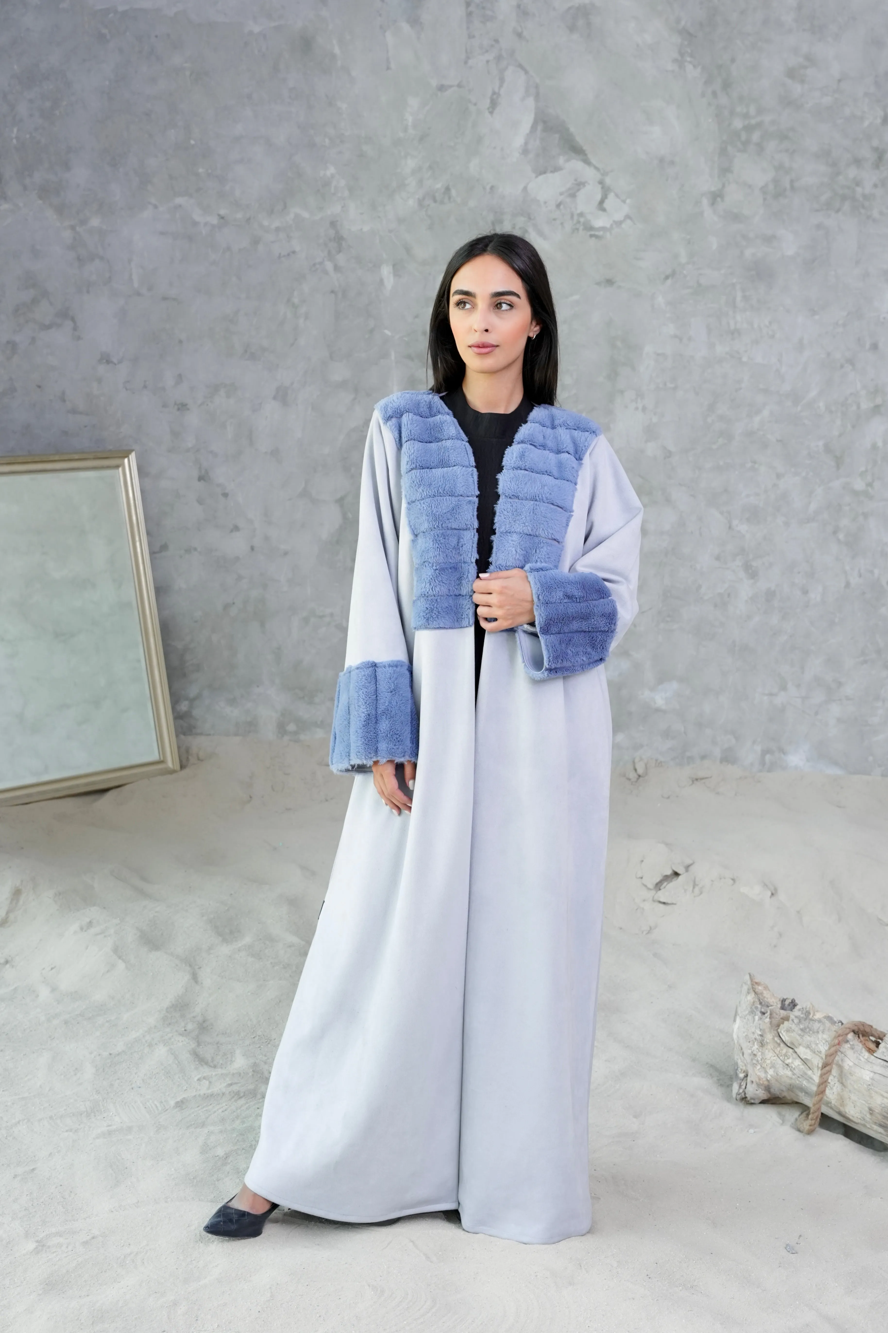 CLASSIC BLUE FUR ABAYA #367