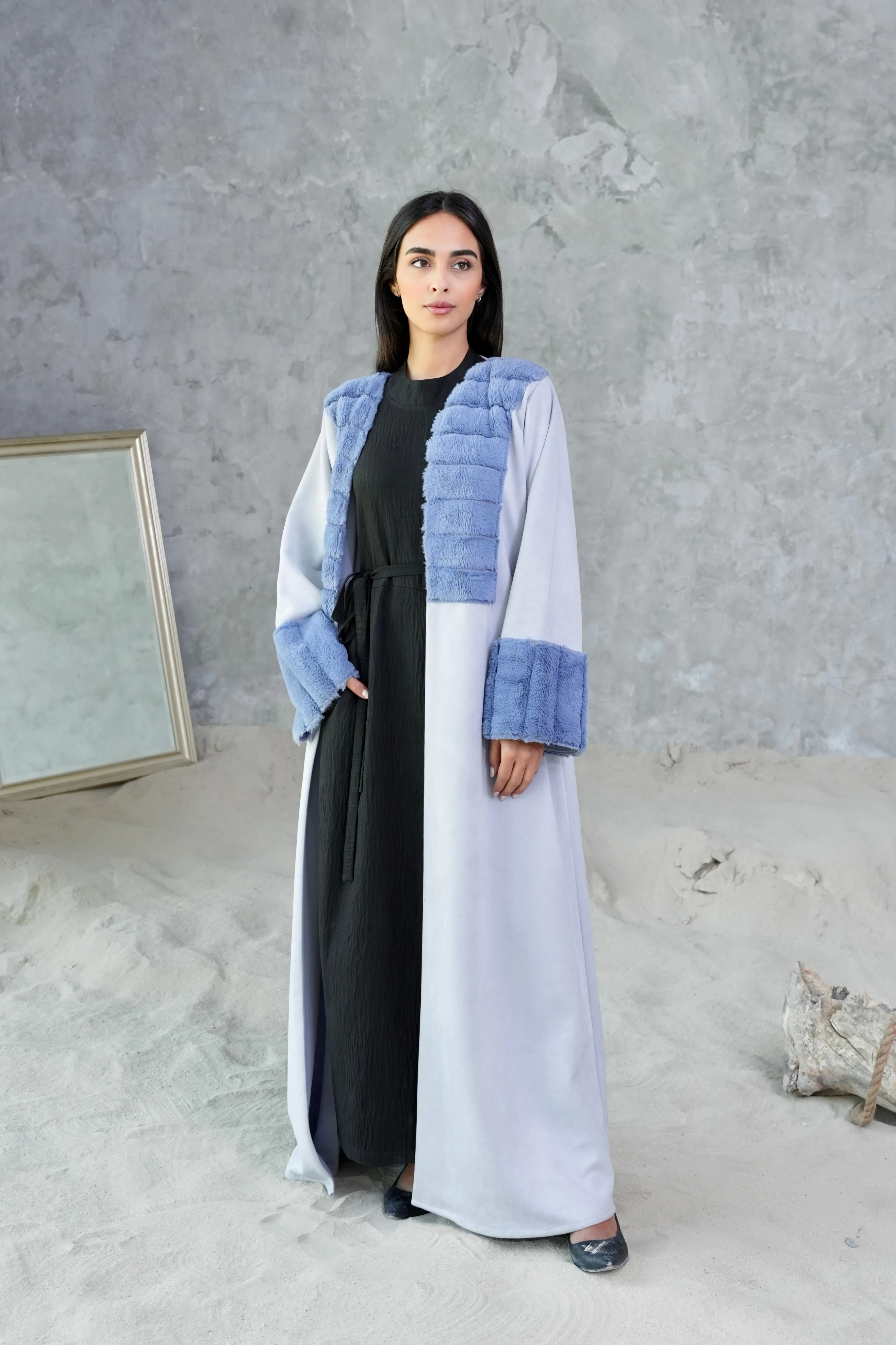 CLASSIC BLUE FUR ABAYA #367