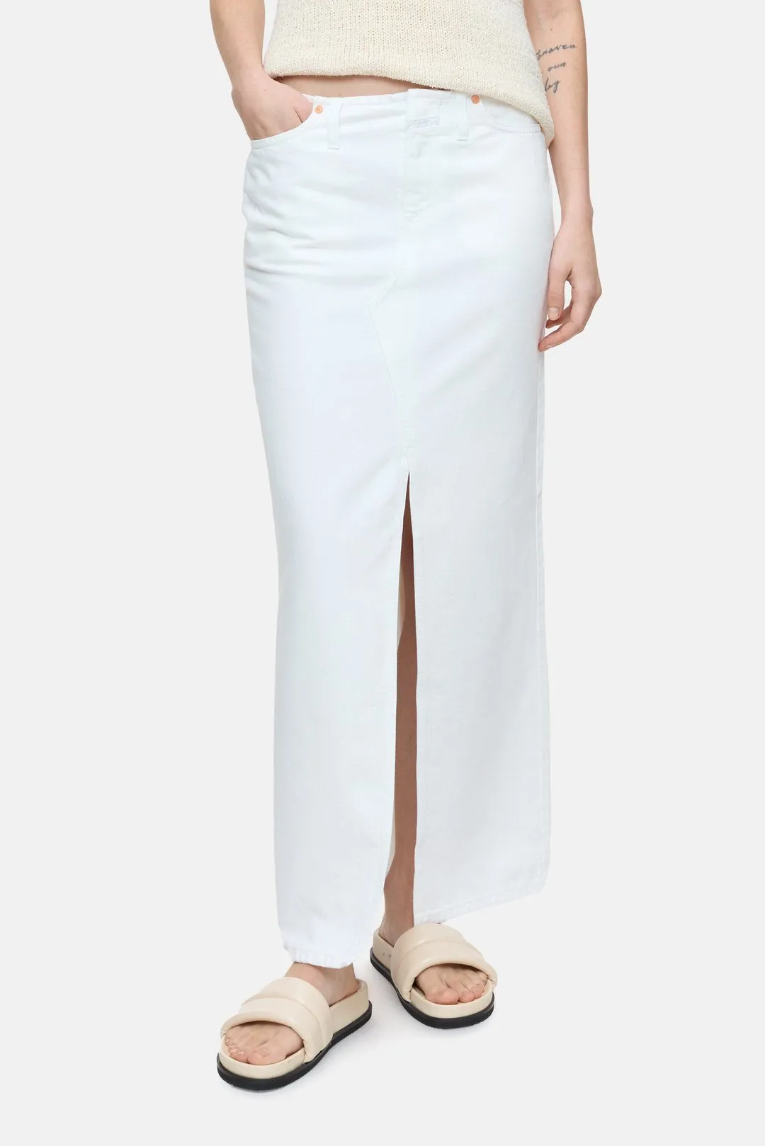 Closed Denim Maxi Skirt White