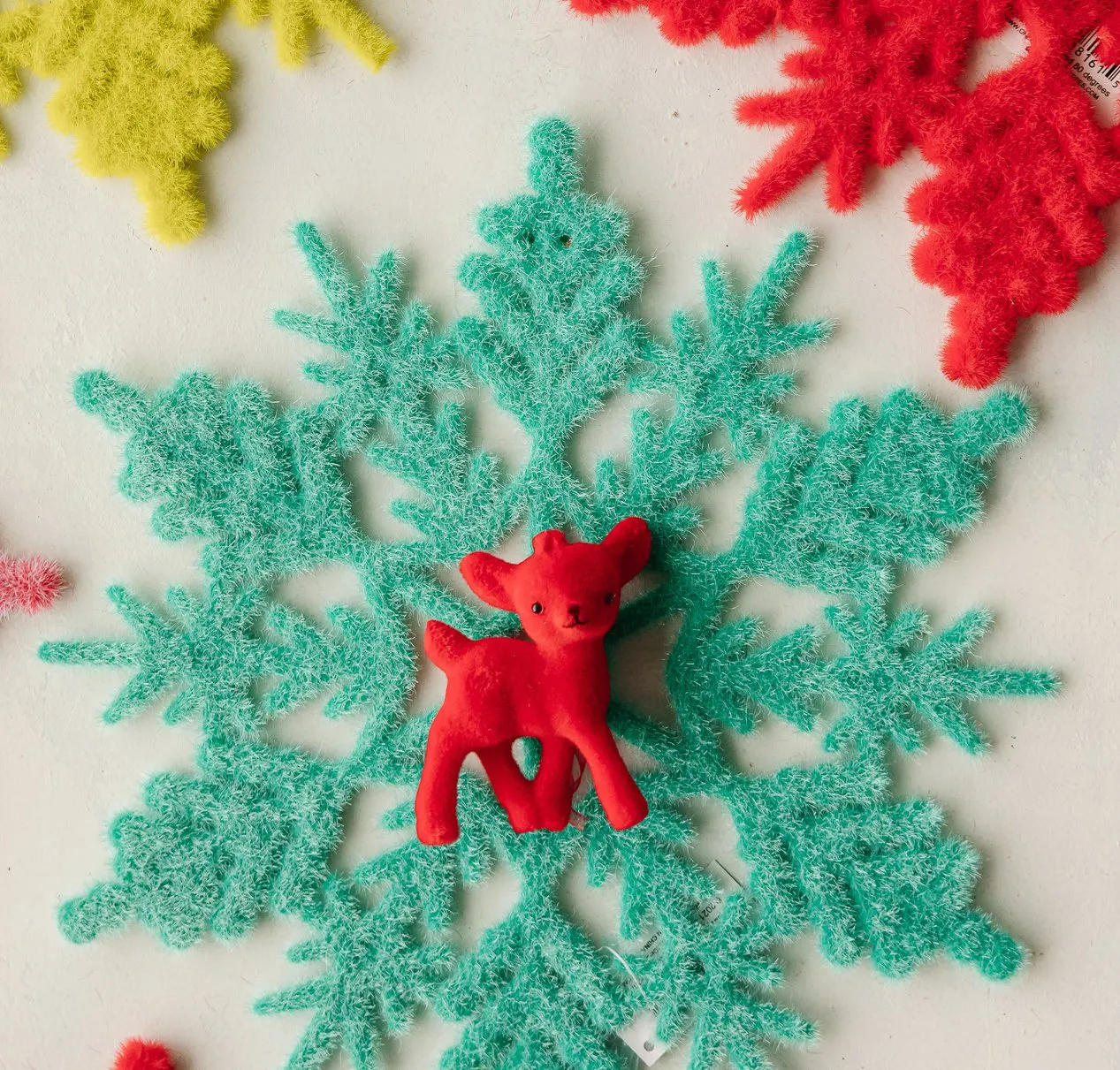 COLORFUL FUZZY DEER ORNAMENT