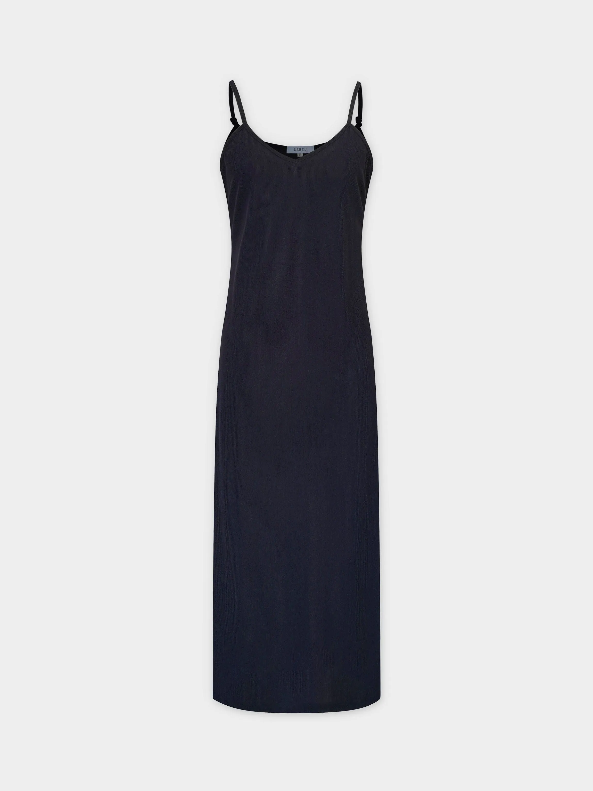 Corduroy Slip Dress-Black