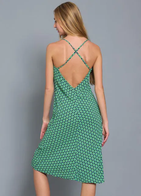 Cowl Neck Green Slip Dress