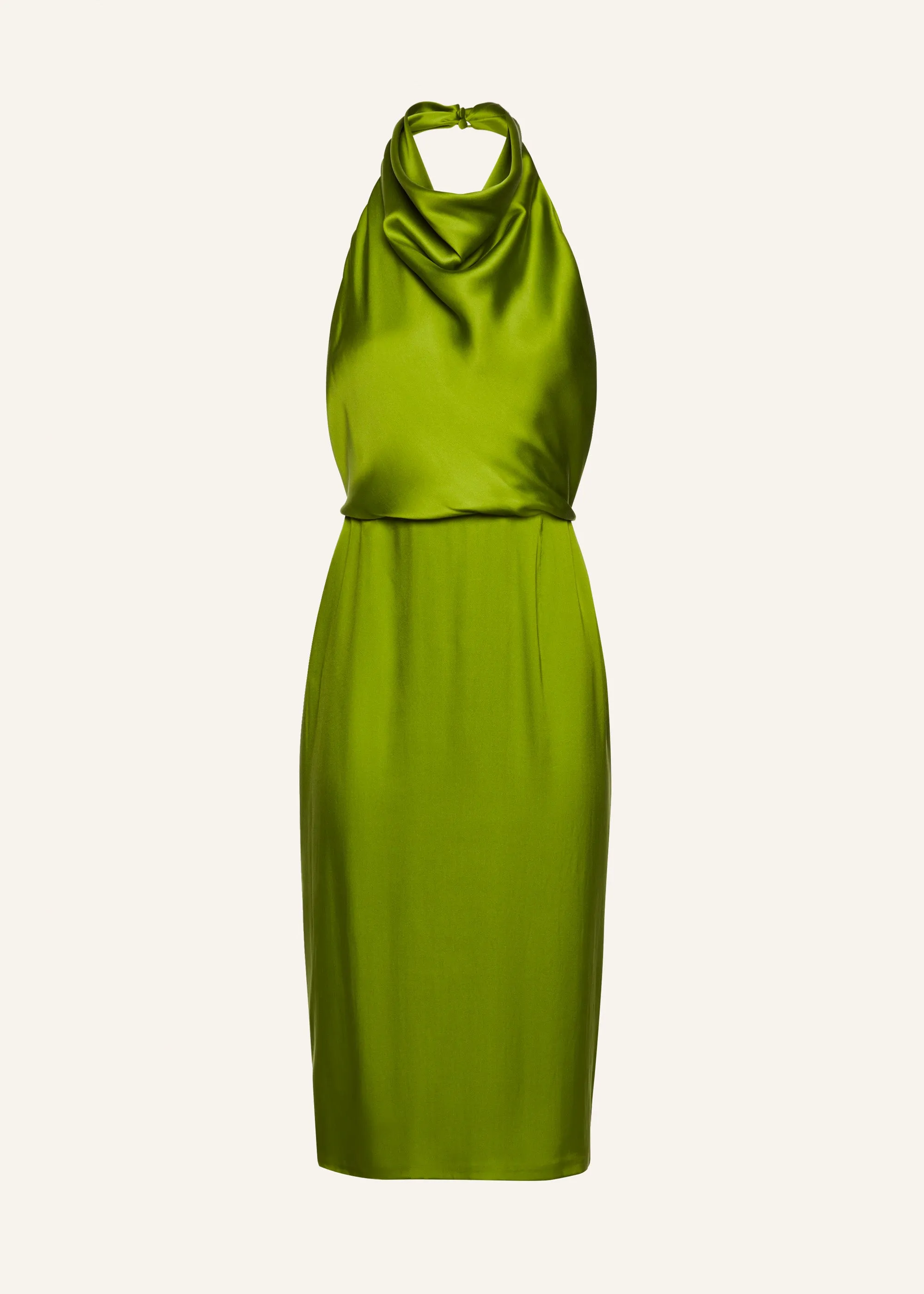 Cowl-neck silk slip dress in green