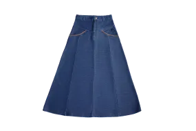 Crew Kids Blue Denim Stitched Maxi Skirt