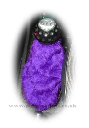 Dark Purple fuzzy faux fur gear stick gaiter cover