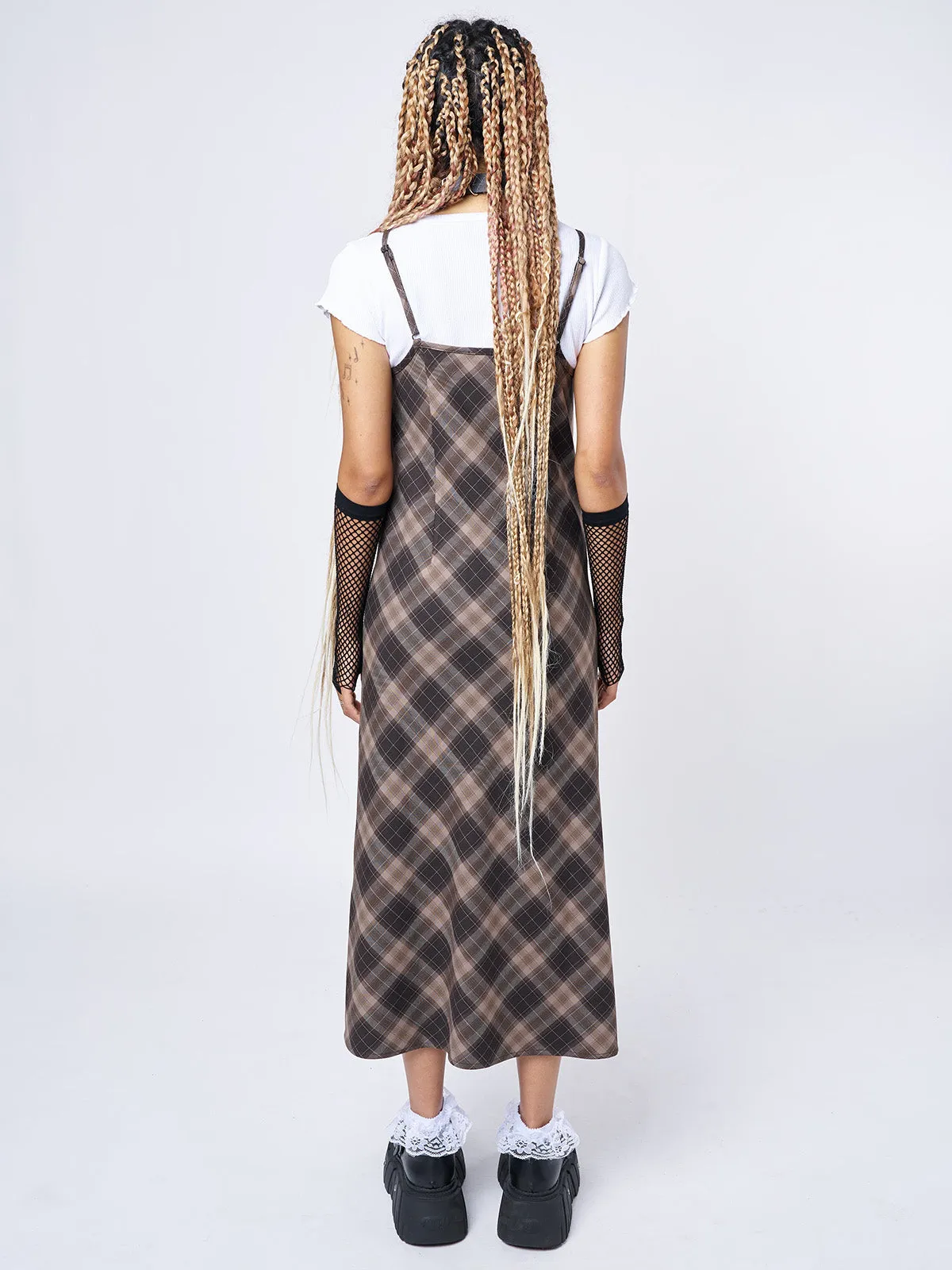 Delia Brown Plaid Maxi Dress